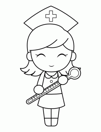 Printable Nurse and Thermometer Coloring Page