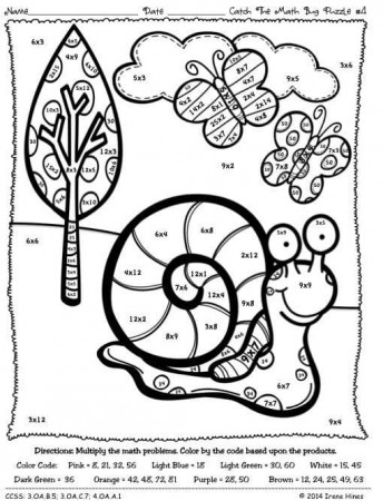 Snail Multiplication Color by Number Coloring Page - Free Printable Coloring  Pages for Kids