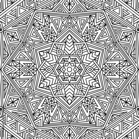 Doodle abstract background. Hand drawn geometric pattern. Coloring book page  for adults and kids. Outline illustration. Black and white. Stock Vector |  Adobe Stock