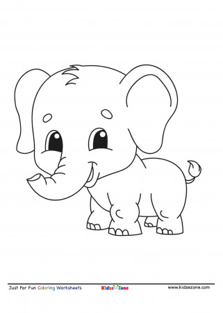 Baby Elephant cartoon coloring page - KidzeZone