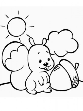 How to Color Cute Baby Squirrel And Oak Nut Coloring Page : TOODSY COLOR