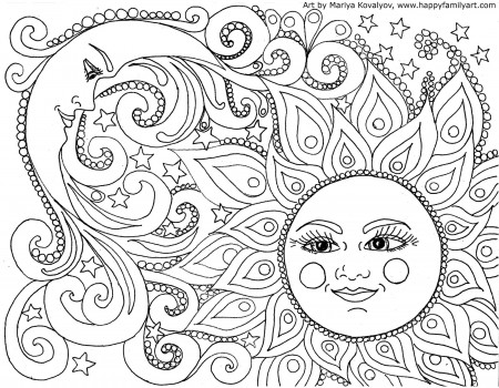 Sun And Moon Yin Yang Coloring Pages
