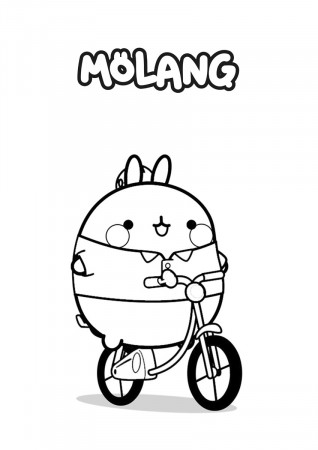 Molang on Bicycle Coloring Page - Get Coloring Pages