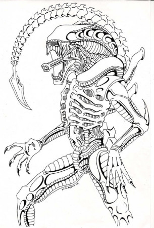 Xenomorph drone coloring pages