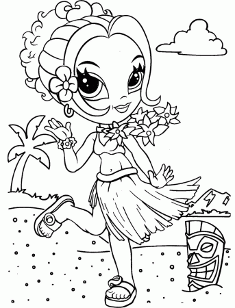Glamour Girl At The Beach Coloring Page - Free Printable Coloring Pages for  Kids