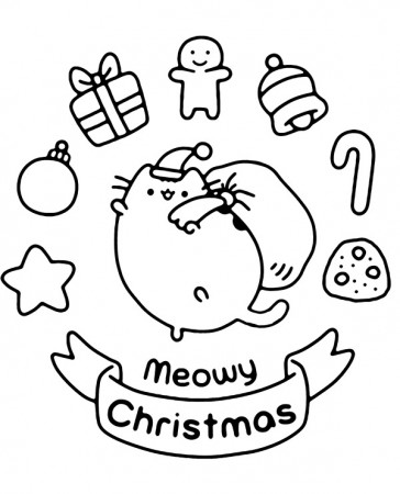 Christmas Pusheen coloring page sheet - Topcoloringpages.net