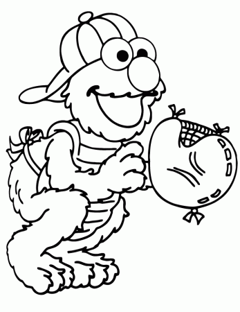 Coloring Pages | Elmo Baseball Coloring Page