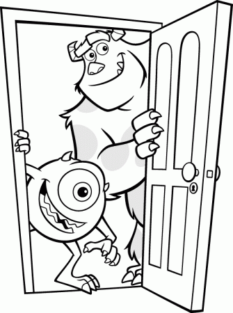 Still behind the door - Monsters, Inc. Kids Coloring Pages