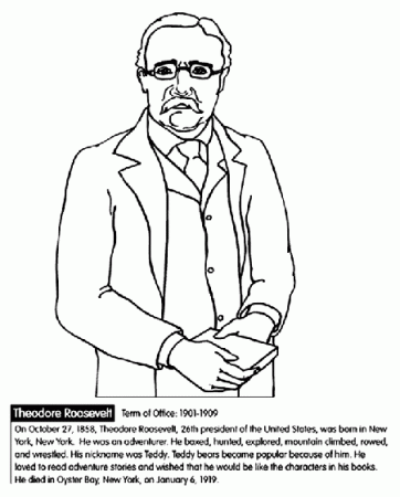 U.S. President Theodore Roosevelt Coloring Page | crayola.com