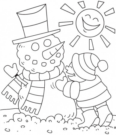 Snowman Winter Cool Coloring Page - Kids Colouring Pages