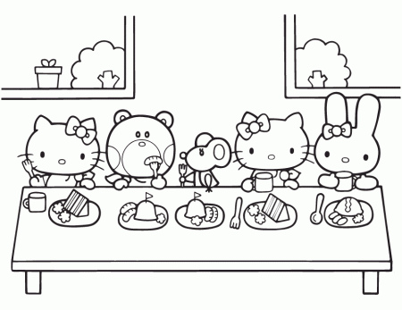 Hello Kitty Birthday Party Coloring Page | Free Printable Coloring 