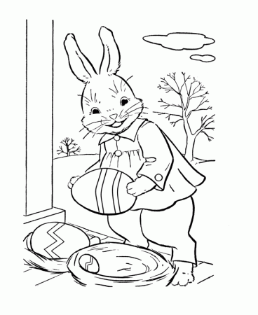 This Easter Eggs Coloring Page Shows An Easter Bunny Gathering 