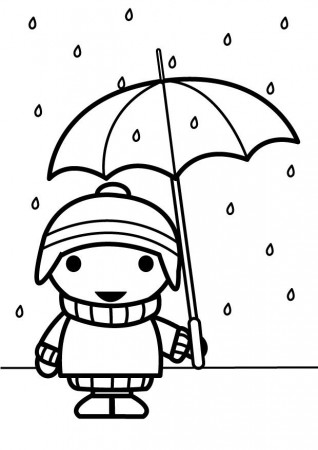 Coloring page child with umbrella - img 26885.