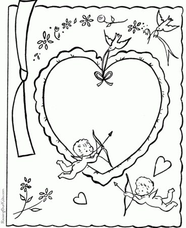 Child Valentine card coloring pages - 011