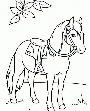 The Horse Is Ready For The Ride Coloring For Kids - Horse Coloring 