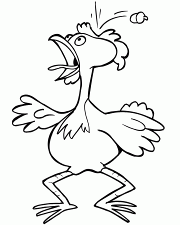 chicken coloring page an acorn hitting littles head