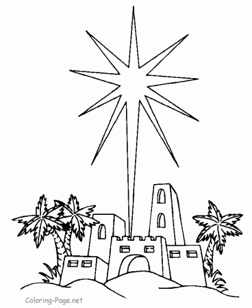 Bible Coloring Page - Star over Bethlehem
