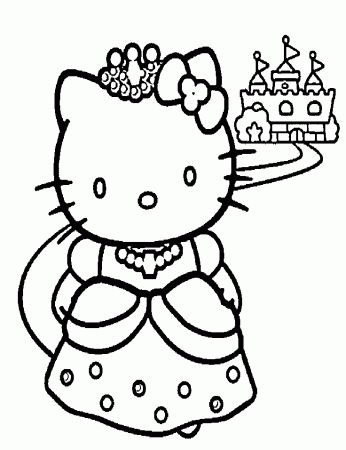 Hello Kitty Coloring Pages : Tea Time with Hello Kitty Coloring 