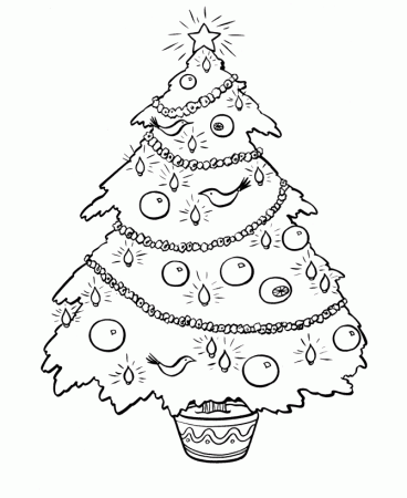 Christmas Tree Coloring Pages - Potted Tree Coloring Sheet 