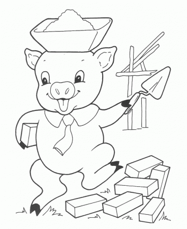 Bluebonkers : 3 Pigs Coloring Sheets - Three Pigs on a nice day