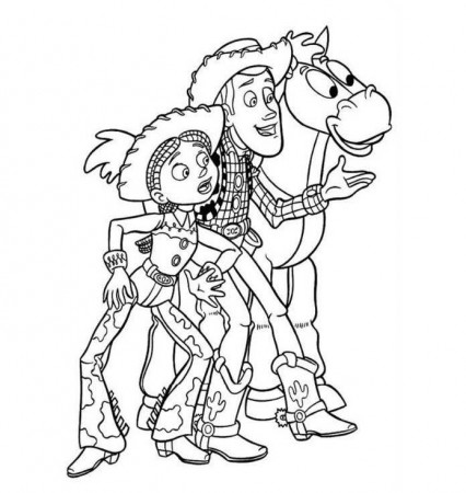toy story coloring page or woody jessie bullseye
