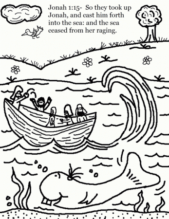 Print Jonah Being Thrown Off Boat Coloring Page Scrip | Laptopezine.