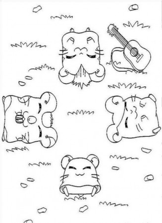 Hamtaro Afternoon Time Coloring Page Coloringplus 130509 Hamtaro 