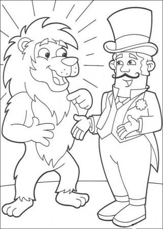 DORA THE EXPLORER coloring pages - Lion and Circus director