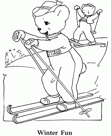 BlueBonkers: Teddy Bear Coloring Page Sheets - Ski Bears
