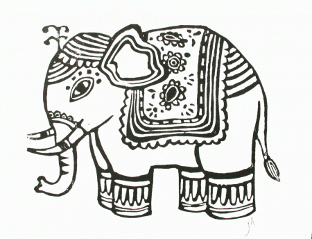 the big harumph — ganesha elephant - 8x10 linocut print - black
