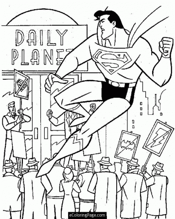 Superman in Front of the Daily Planet Coloring Pages Printable 