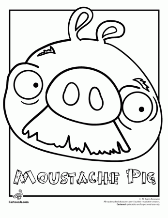 Angry Birds Coloring Pages Moustache Pig Cartoon Jr Page 7 Images