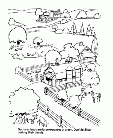 Earth Day Coloring Pages - Ecology Protects land, trees and 