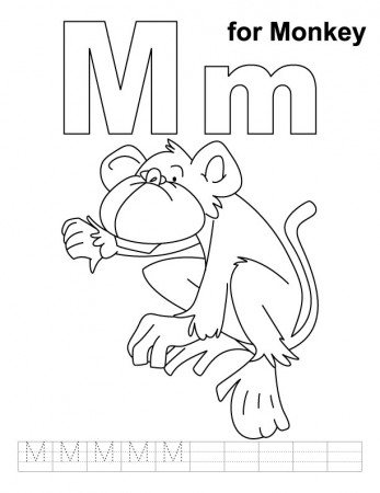 M for monkey coloring page with handwriting practice | Download Free M for  monkey coloring page with handwriting practice for kids | Best Coloring  Pages