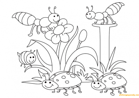 Bees and Beetles in the Spring Coloring Pages - Nature & Seasons Coloring  Pages - Coloring Pages For Kids And Adults
