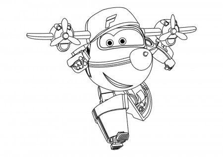 Funny transforming robot Flip running from Super Wings Coloring Pages -  Cartoons Coloring Pages - Coloring Pages For Kids And Adults