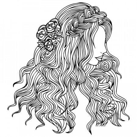 Side Braid Hair Coloring Page - Free Printable Coloring Pages for Kids