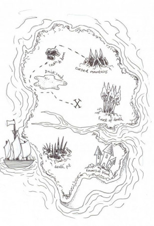 Treasure Map Colouring - Coloring Pages for Kids and for Adults