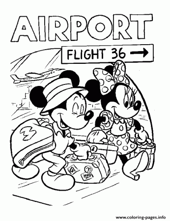 Mickey And Minnie In Airport Disney 370e Coloring Pages Printable