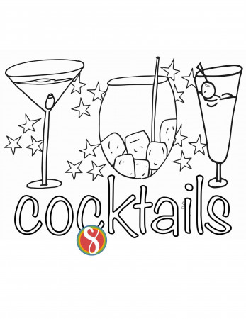 Free Cocktails Coloring Pages — Stevie Doodles