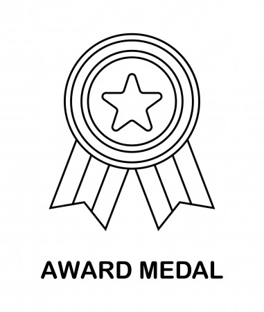 Premium Vector | Coloring page with award medal for kids