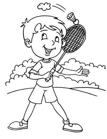 Badminton player coloring page | Download Free Badminton player coloring  page for kids | Best Coloring Pages
