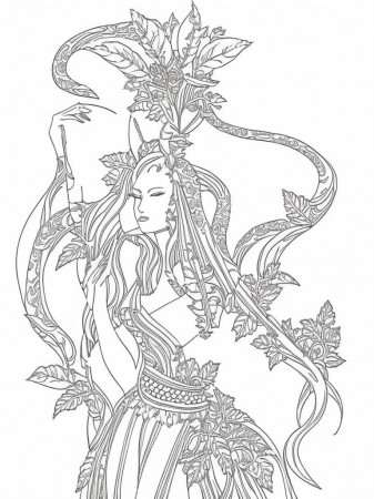 grim-wasp613: a black and white outline art of a beauty alien in landscape  for coloring page