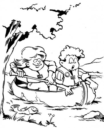 Canoeing To Catch Fish In Scouting Coloring Pages : Best Place to Color