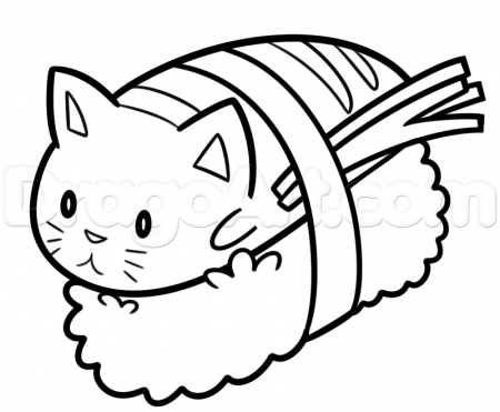 How to Draw Sushi Cat, Step by Step, Characters, Pop Culture, FREE ... |  Sushi cat, Coloring pages, Guided drawing