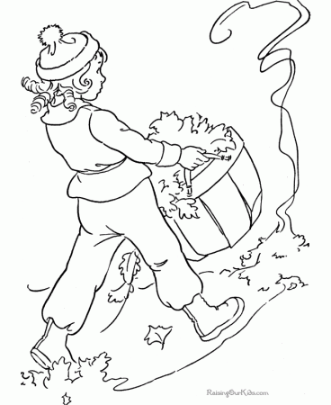 rake and leaves colour Colouring Pages
