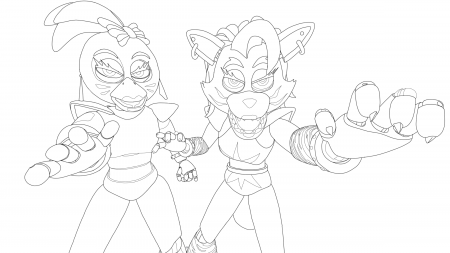 Chica and Roxy have cornered you, what are your last words? [Art done by  me! I still have to color it, recently I haven't been able to do it but I  felt