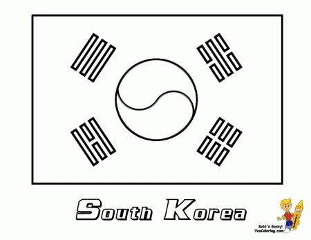 South Korea Flag Coloring Page