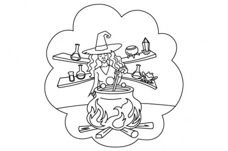 Witch Brewing Potion Coloring Page SVG Cut file by Creative Fabrica Crafts  · Creative Fabrica