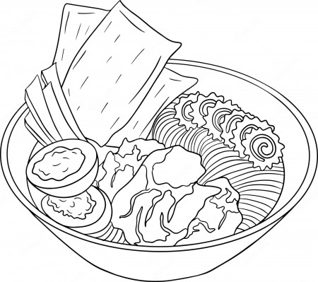 Premium Vector | Ramen. vector hand drawn fast food illustration. coloring  pages with food